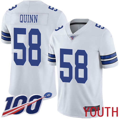 Youth Dallas Cowboys Limited White Robert Quinn Road #58 100th Season Vapor Untouchable NFL Jersey->youth nfl jersey->Youth Jersey